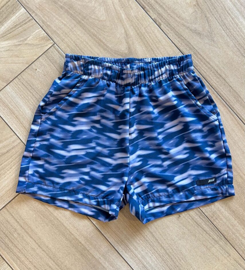 Bermuda Infantil Masculina Azul Mesclado com Bolsos Fernanda Ramos Kids