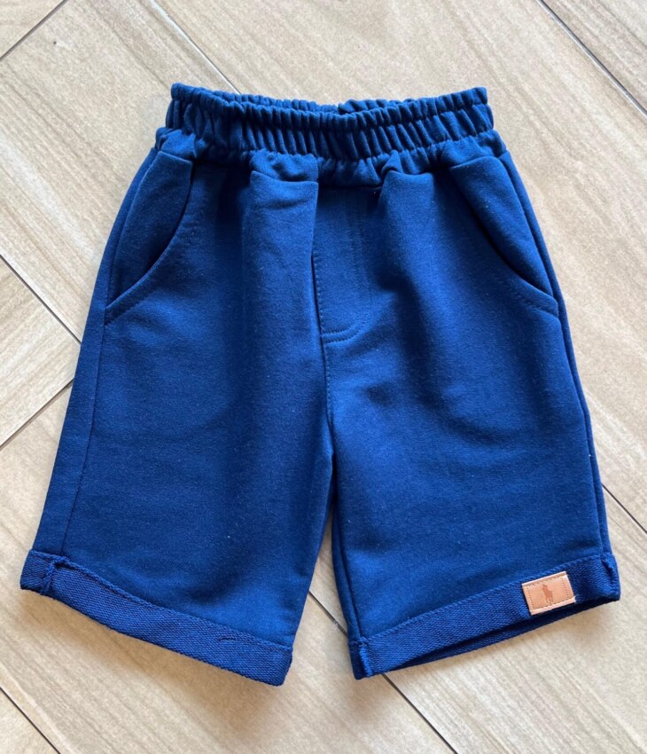 Bermuda Infantil Masculina Básica Azul Escuro com bolsos Fernanda Ramos Kids