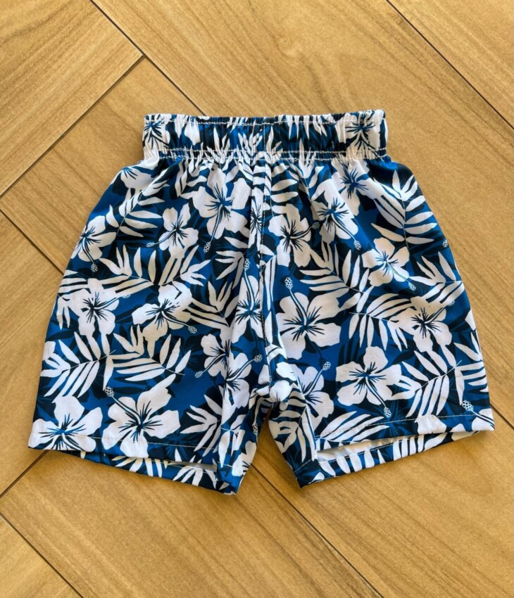Bermuda Infantil Masculina Boxer Estampa Flor Azul Fernanda Ramos Kids