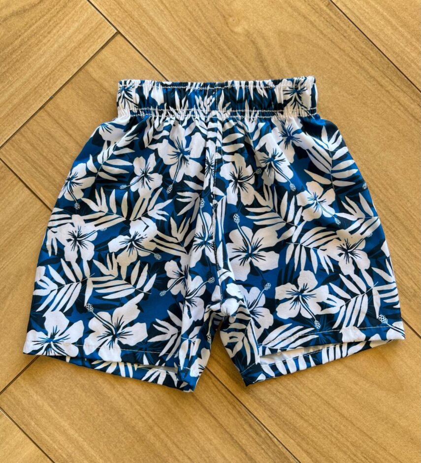 Bermuda Infantil Masculina Boxer Estampa Flor Azul Fernanda Ramos Kids