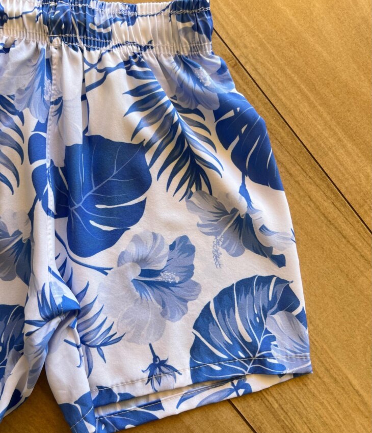fernandaramoskids com br Bermuda Infantil Masculina Boxer Estampa Folhagem Azul 1
