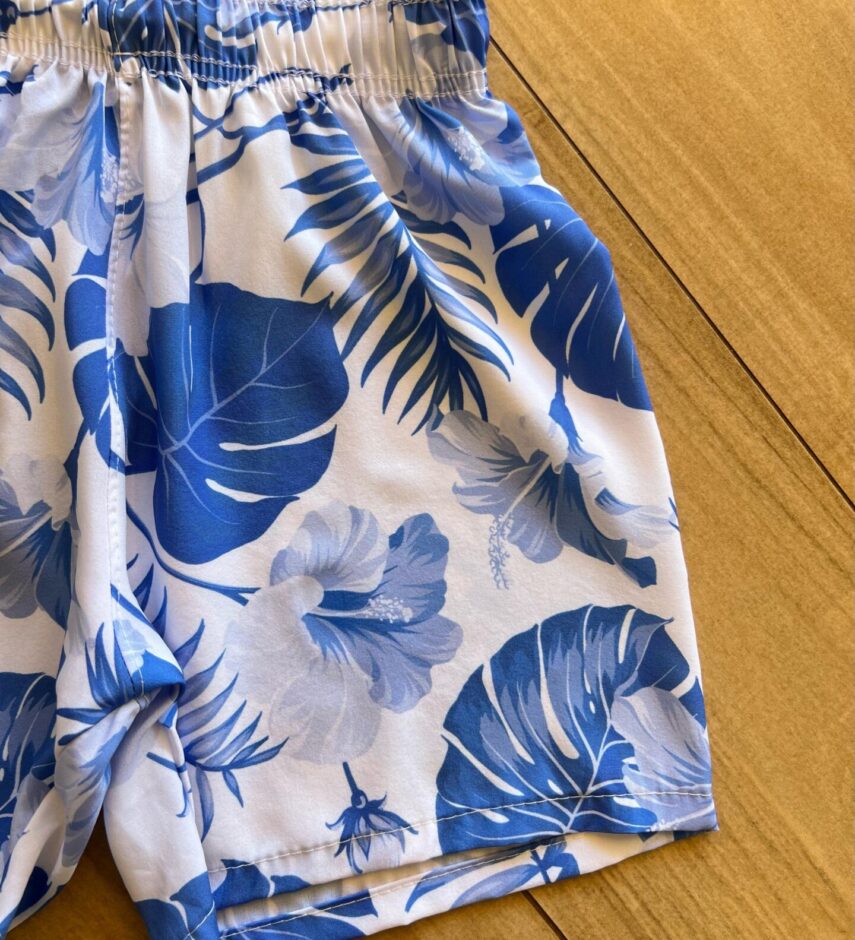 fernandaramoskids com br Bermuda Infantil Masculina Boxer Estampa Folhagem Azul 1