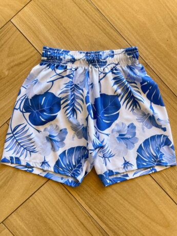 Bermuda Infantil Masculina Boxer Estampa Folhagem Azul Fernanda Ramos Kids