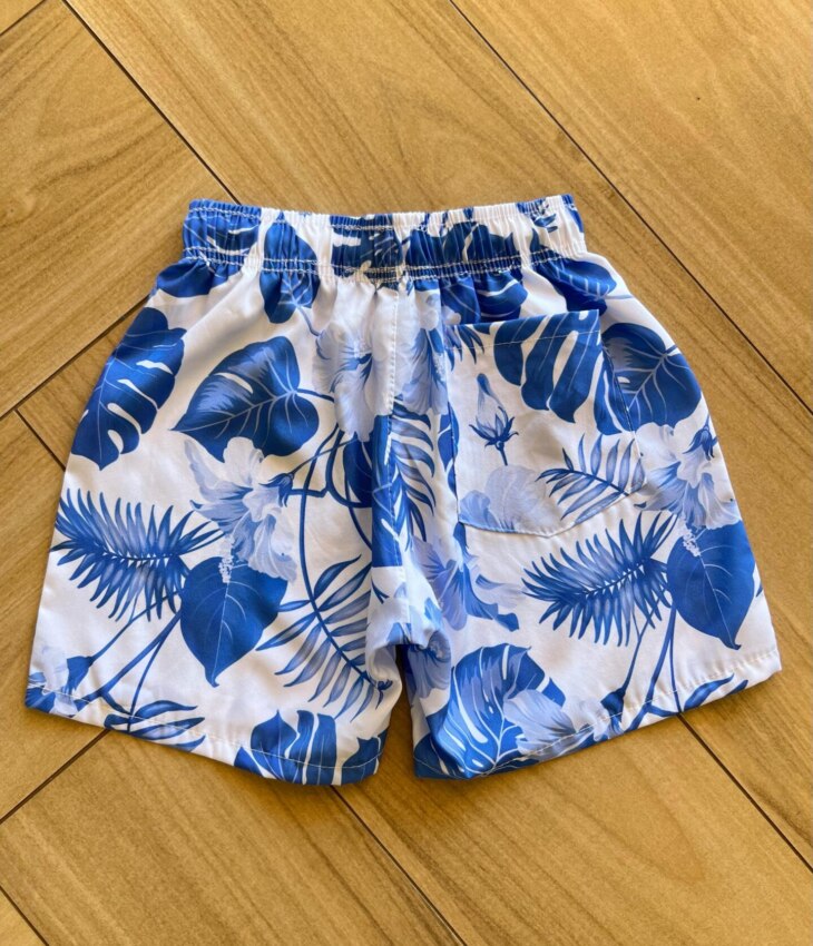 fernandaramoskids com br Bermuda Infantil Masculina Boxer Estampa Folhagem Azul 2