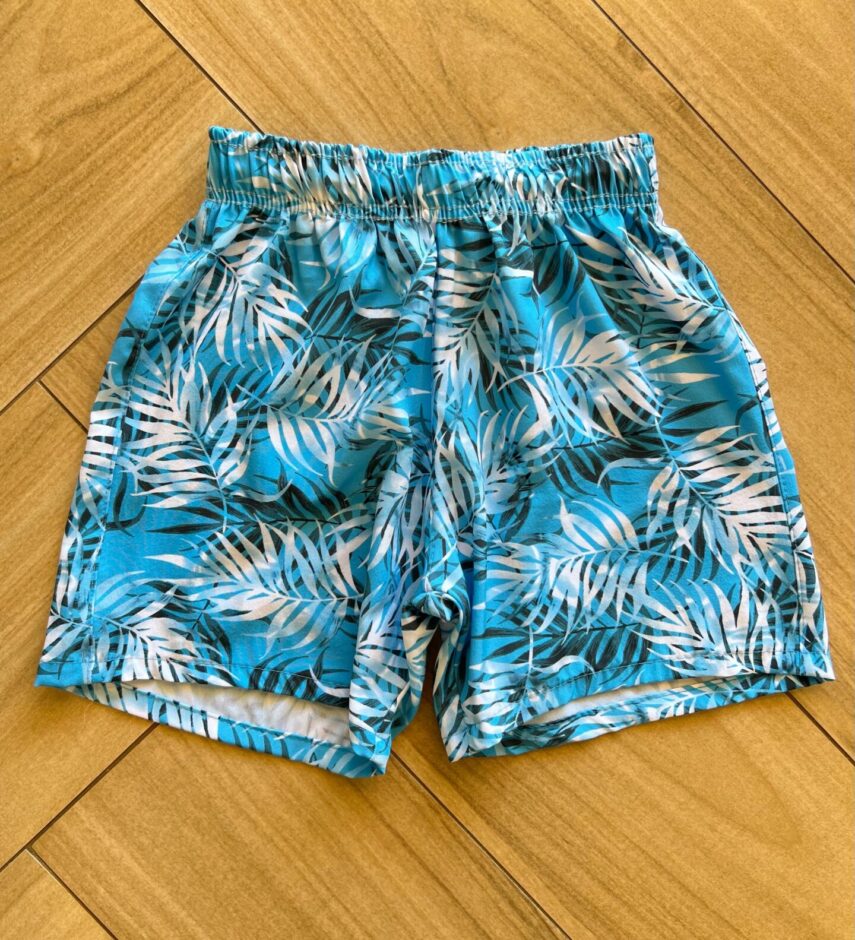 Bermuda Infantil Masculina Boxer Estampa Folhagem Azul Piscinas Fernanda Ramos Kids