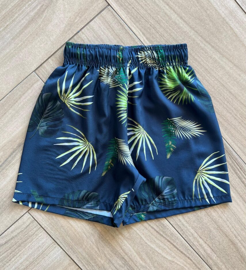 Bermuda Infantil Masculina Boxer Estampa Folhagem Verde Fernanda Ramos Kids