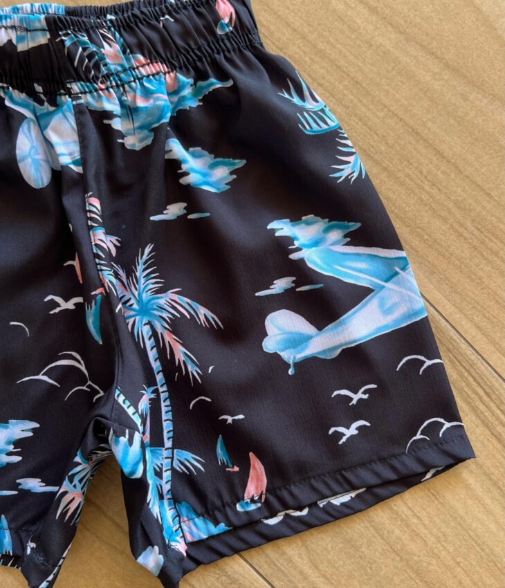 fernandaramoskids com br Bermuda Infantil Masculina Boxer Estampa Palmeira Lilás 1