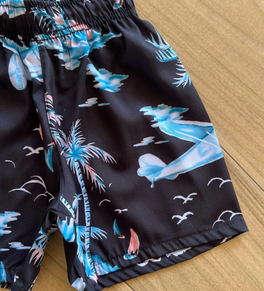 fernandaramoskids com br Bermuda Infantil Masculina Boxer Estampa Palmeira Lilás 1