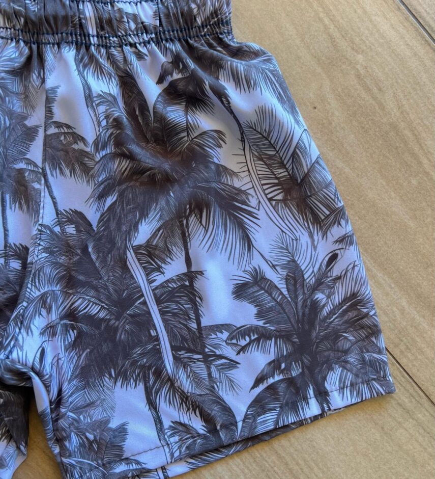 fernandaramoskids com br Bermuda Infantil Masculina Boxer Estampa Palmeira Preto 1
