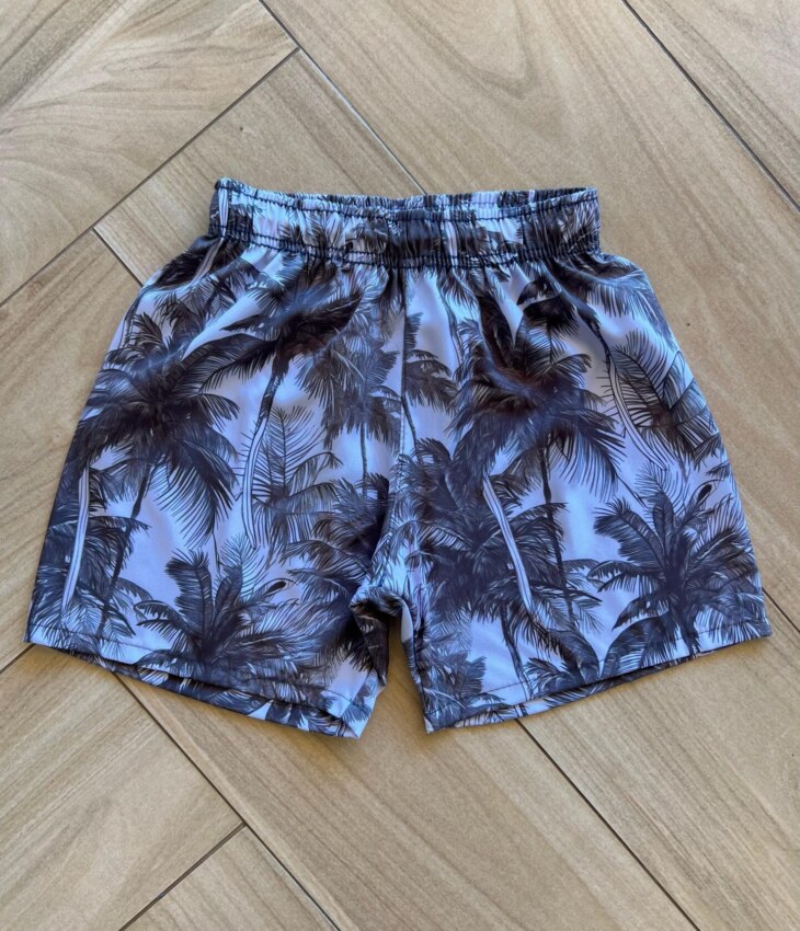 Bermuda Infantil Masculina Boxer Estampa Palmeira Preto Fernanda Ramos Kids