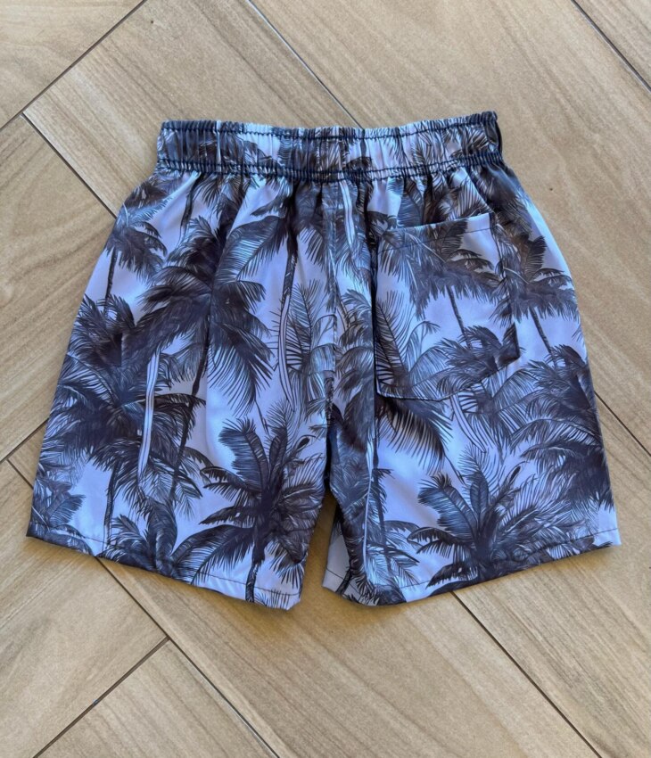 Bermuda Infantil Masculina Boxer Estampa Palmeira Preto 2 Fernanda Ramos Kids