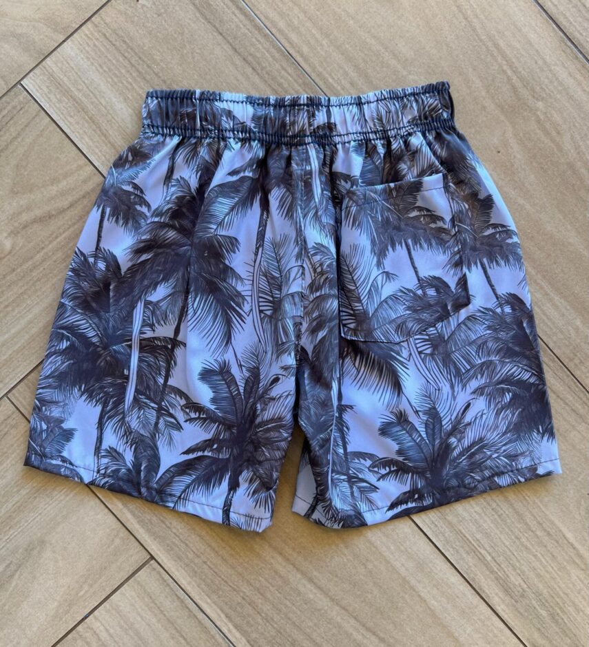 Bermuda Infantil Masculina Boxer Estampa Palmeira Preto 2 Fernanda Ramos Kids