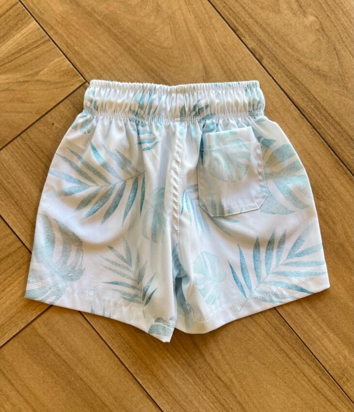 fernandaramoskids com br Bermuda Infantil Masculina Boxer Folhagem Fundo Azul Claro2
