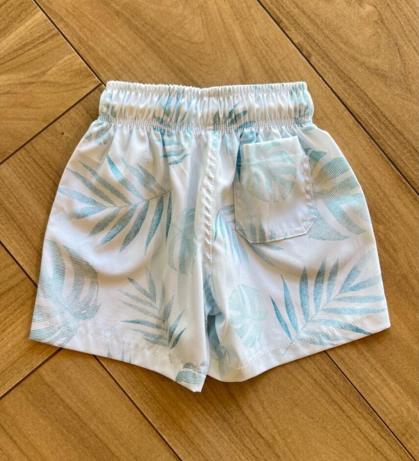 fernandaramoskids com br Bermuda Infantil Masculina Boxer Folhagem Fundo Azul Claro2