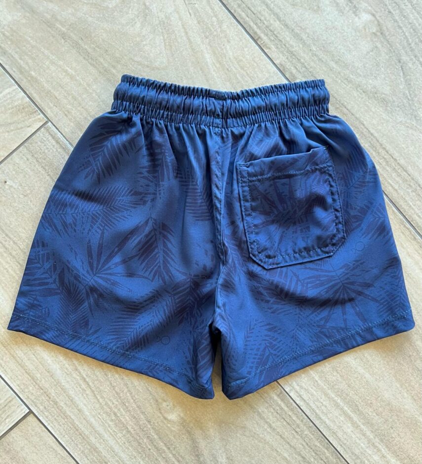 fernandaramoskids com br Bermuda Infantil Masculina Boxer Folhagem Fundo Azul Marinho2