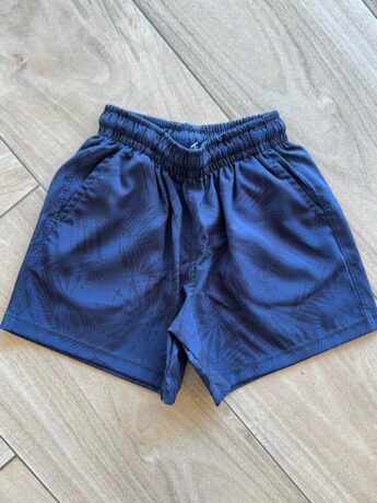 Bermuda Infantil Masculina Boxer Folhagem Fundo Azul Marinho Fernanda Ramos Kids