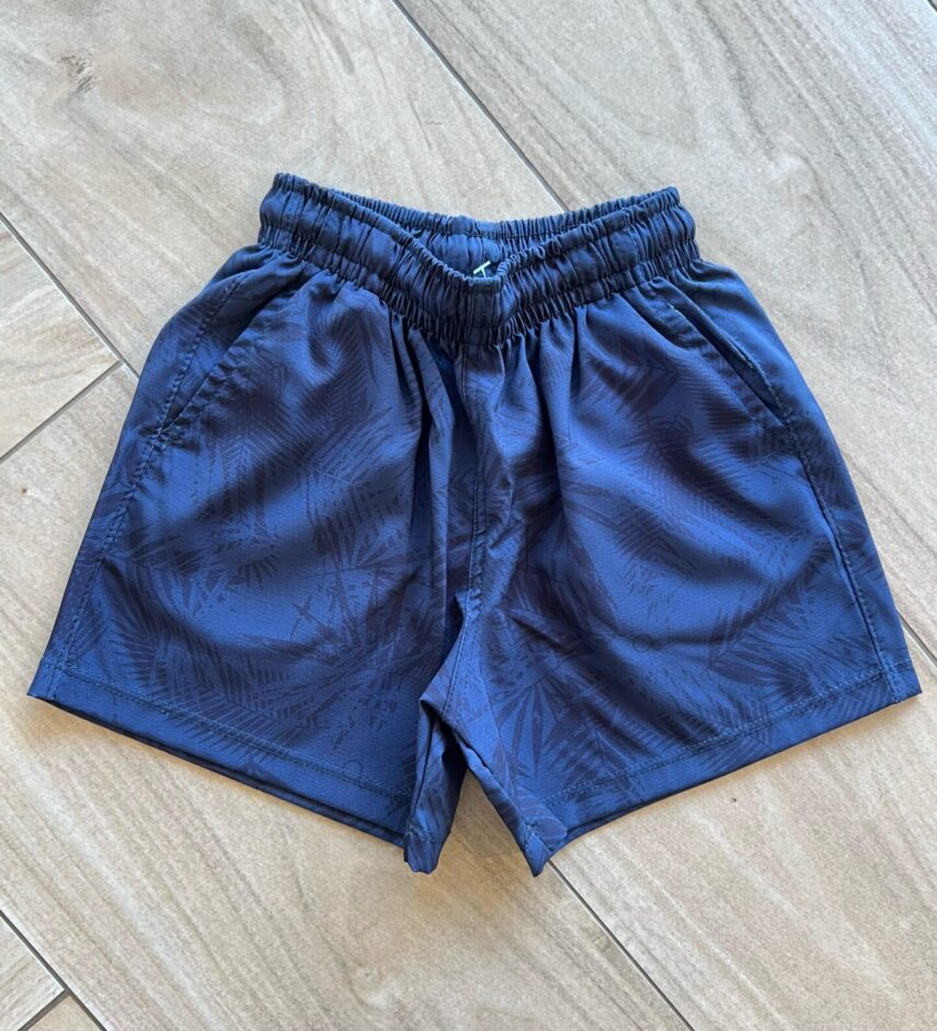 Bermuda Infantil Masculina Boxer Folhagem Fundo Azul Marinho Fernanda Ramos Kids