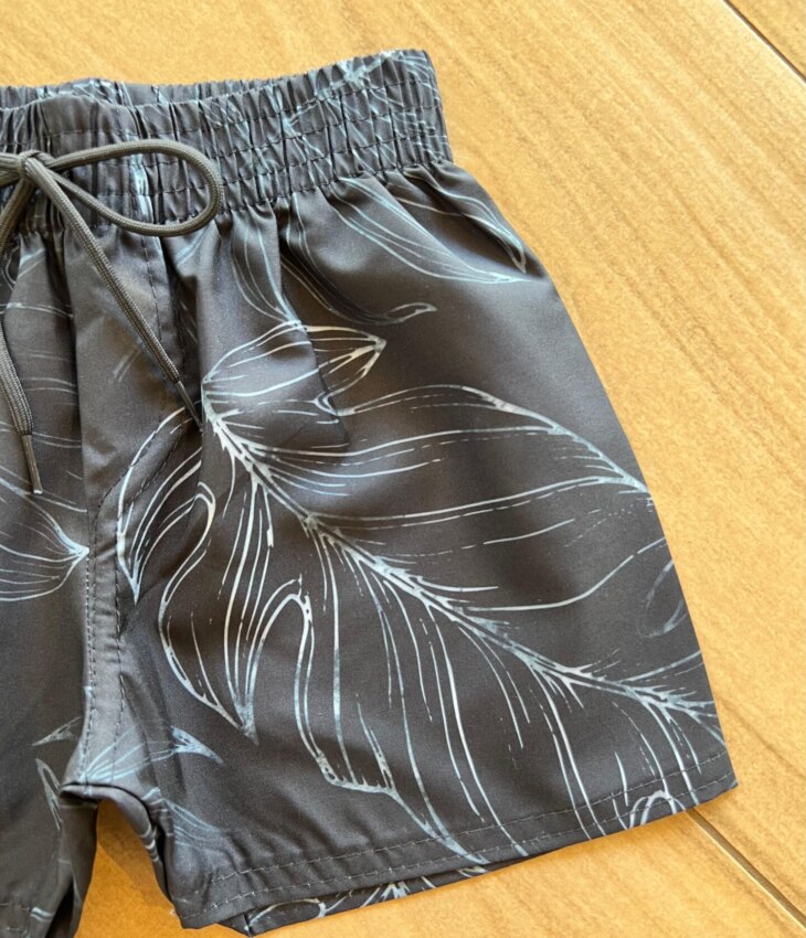 fernandaramoskids com br Bermuda Infantil Masculina Boxer Folhas Fundo Azul1