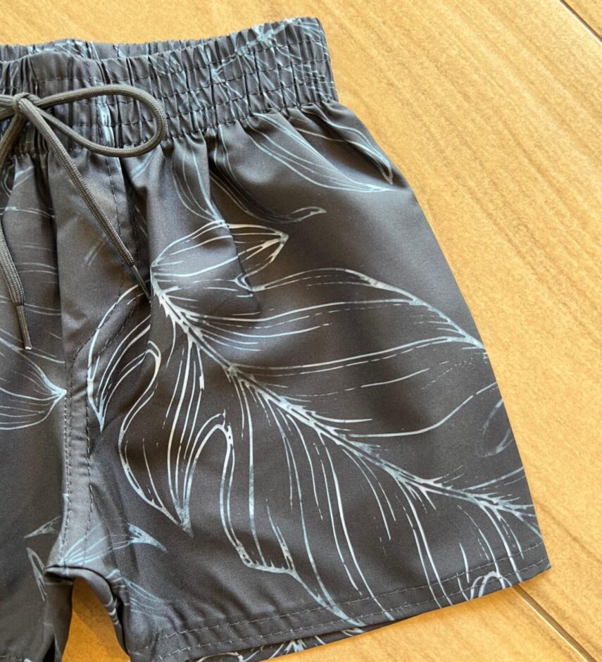 fernandaramoskids com br Bermuda Infantil Masculina Boxer Folhas Fundo Azul1