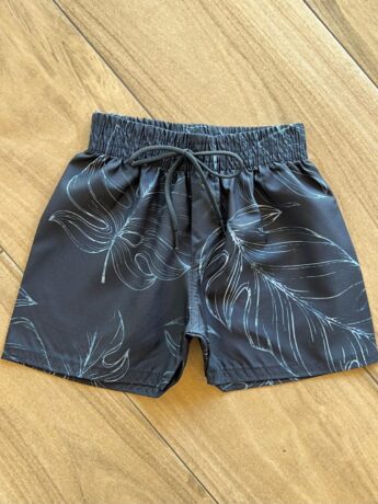 Bermuda Infantil Masculina Boxer Folhas Fundo Azul Fernanda Ramos Kids