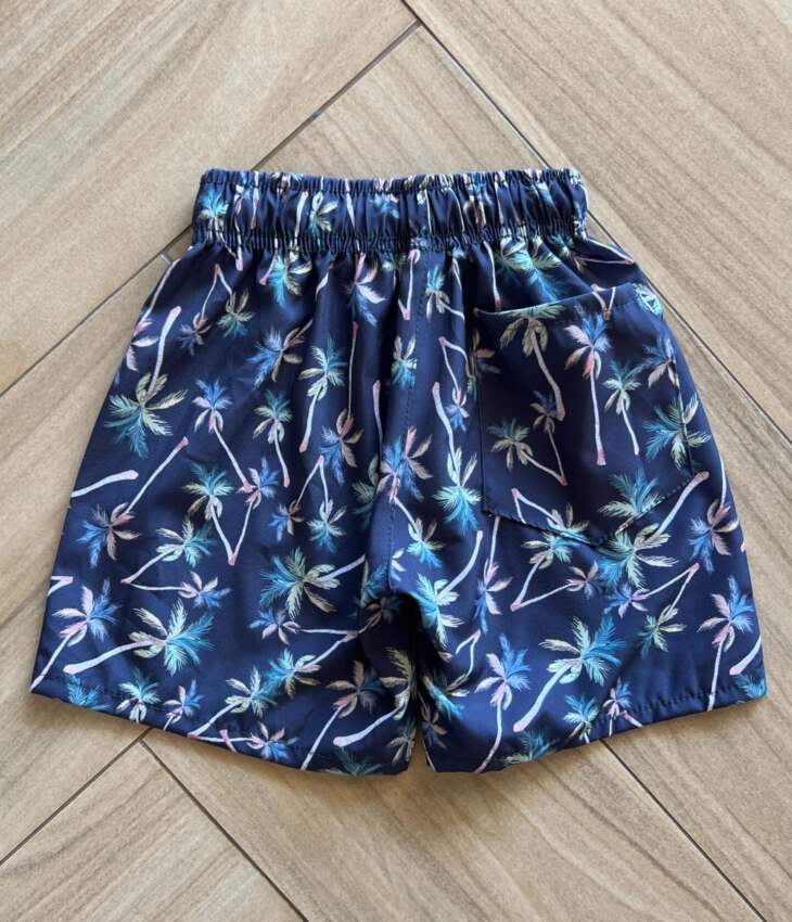 fernandaramoskids com br Bermuda Infantil Masculina Boxer Palmeira Fundo Azul 2