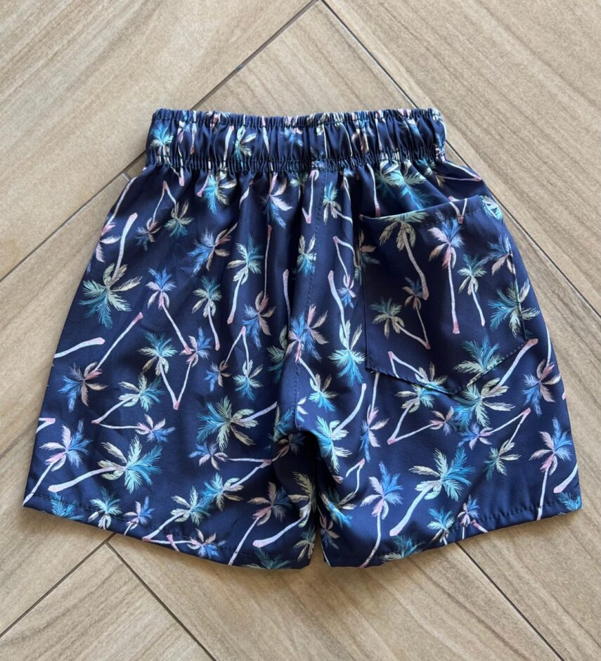 fernandaramoskids com br Bermuda Infantil Masculina Boxer Palmeira Fundo Azul 2