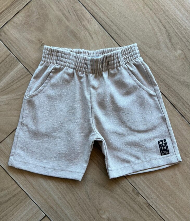 Bermuda Infantil Masculina com Bolsos Bege Fernanda Ramos Kids