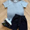 Bermuda Infantil Masculina com Bolsos e Amarração Preta Fernanda Ramos Kids