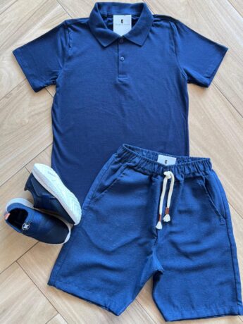fernandaramoskids com br Bermuda Infantil Masculina com Cordão Azul Marinho1