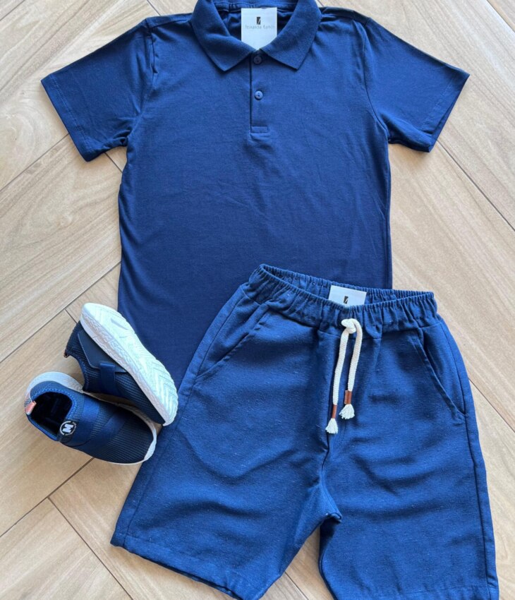 fernandaramoskids com br Bermuda Infantil Masculina com Cordão Azul Marinho1
