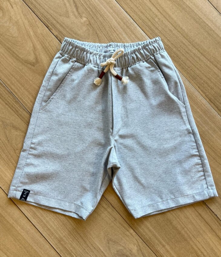Bermuda Infantil Masculina com Cordão Cinza Claro Fernanda Ramos Kids