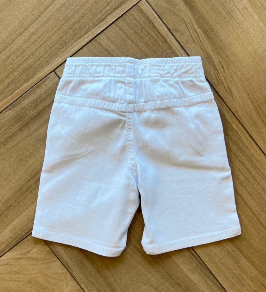 Bermuda Infantil Masculina Tradicional com Bolso Branca Fernanda Ramos Kids