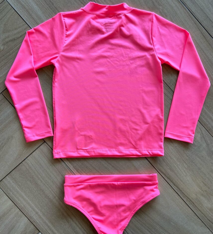 Biquíni Infantil Feminino Blusa e Calcinha Pink Neon Fernanda Ramos Kids