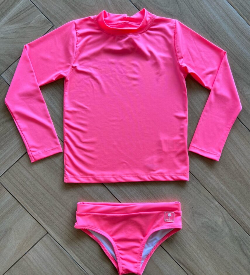 Biquíni Infantil Feminino Blusa e Calcinha Pink Neon Fernanda Ramos Kids