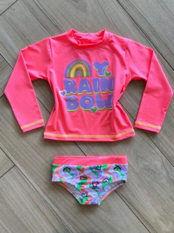 Biquíni Infantil Feminino Blusa Rain Bow e Calcinha Estampada Fernanda Ramos Kids