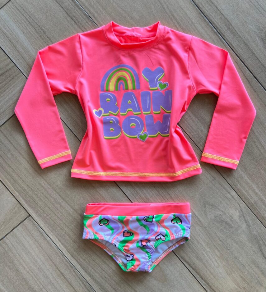 Biquíni Infantil Feminino Blusa Rain Bow e Calcinha Estampada Fernanda Ramos Kids