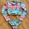 fernandaramoskids com br Biquíni Infantil Feminino Cropped e Calcinha Estampa Tropical Azul2