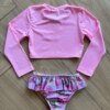Biquíni Infantil Feminino Cropped Rosa e Calcinha Estampada Fernanda Ramos Kids