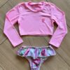 Biquíni Infantil Feminino Cropped Rosa e Calcinha Estampada Fernanda Ramos Kids