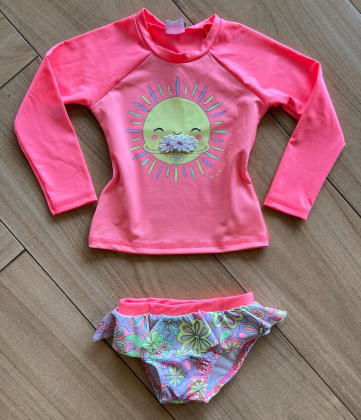 Biquíni Infantil Feminino Blusa Sol e Calcinha Estampa Flores Fernanda Ramos Kids