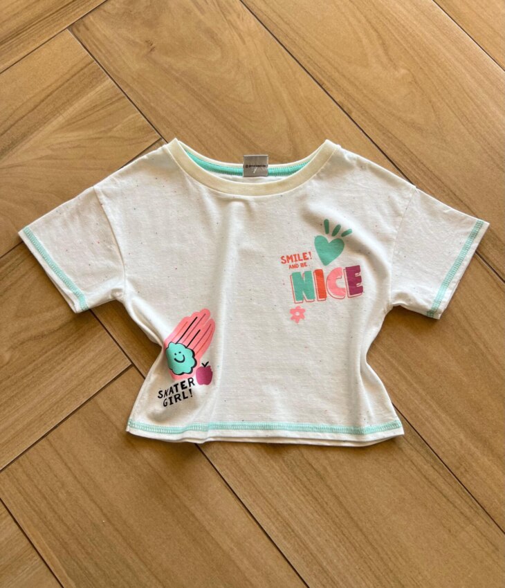 Blusa Box Infantil Feminina Manga Curta Smile And Be Nice Fernanda Ramos Kids