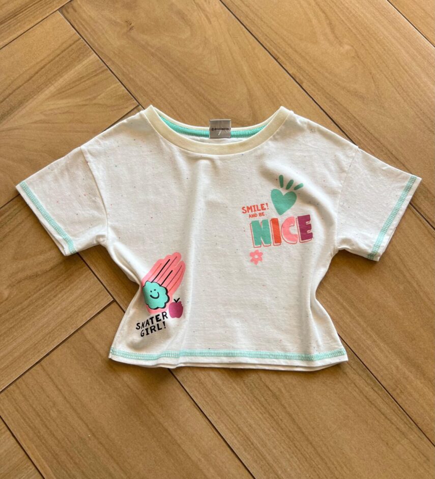 Blusa Box Infantil Feminina Manga Curta Smile And Be Nice Fernanda Ramos Kids