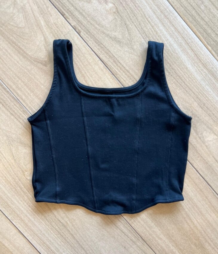 fernandaramoskids com br Blusa Cropped Alca Infantil Feminino Preto Canelado 1