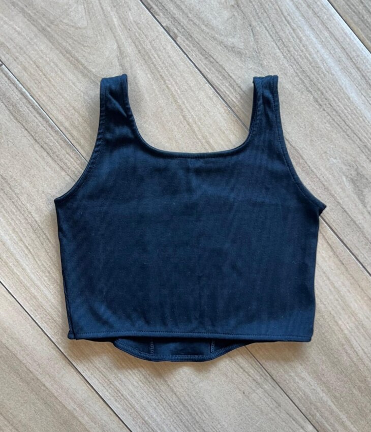 fernandaramoskids com br Blusa Cropped Alca Infantil Feminino Preto Canelado 2