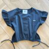 Blusa Cropped Box Infantil Feminino Preto Brilhante Fernanda Ramos Kids