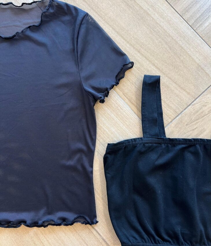 fernandaramoskids com br Blusa Cropped Infantil + Blusa de Tule Preto 1