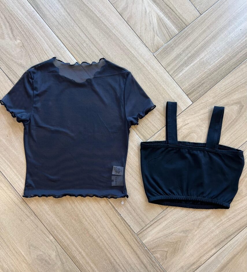 Blusa Cropped Infantil + Blusa de Tule Preto 3 Fernanda Ramos Kids