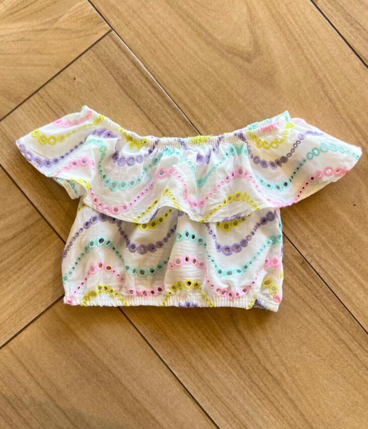 fernandaramoskids com br Blusa Cropped Infantil Feminino com Babado e Bordados Coloridos2