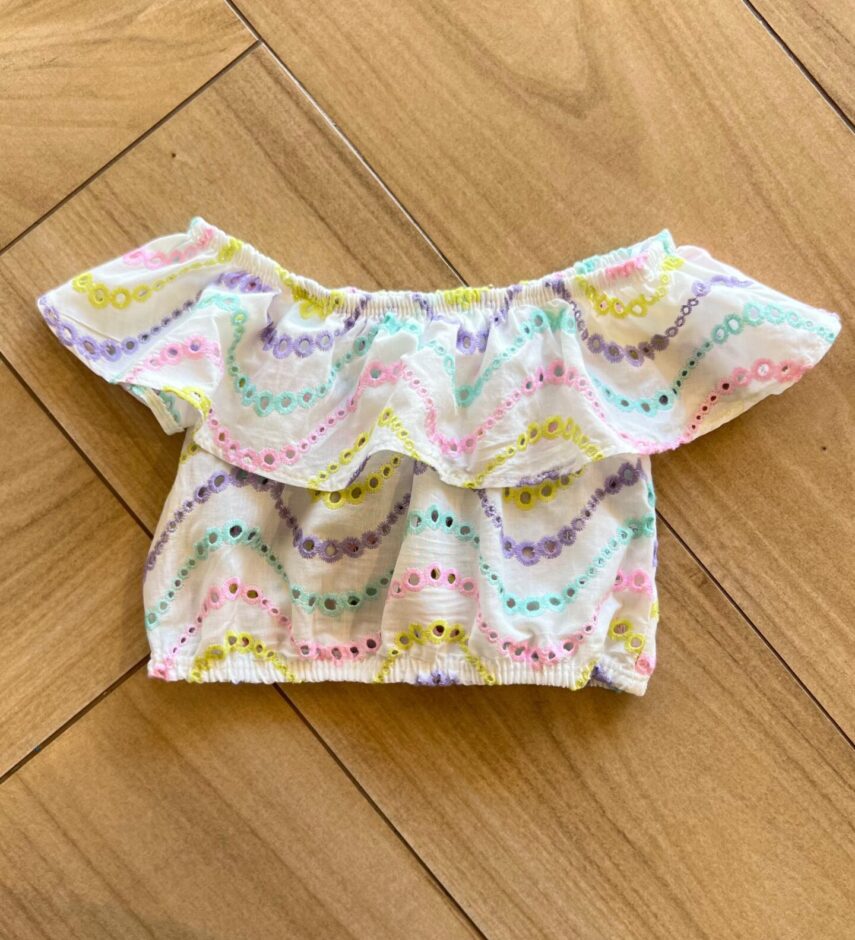 fernandaramoskids com br Blusa Cropped Infantil Feminino com Babado e Bordados Coloridos2