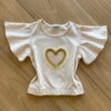 Blusa Cropped Infantil Feminino com Bordado Coração Bege Fernanda Ramos Kids
